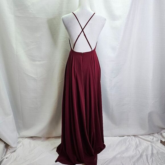 Lulus Mythical Kind of Love Wine Red Halter Chiffon Maxi Dress Size Small - Picture 15 of 16